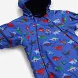 Blue pramsuit fleece lined dinosaurs