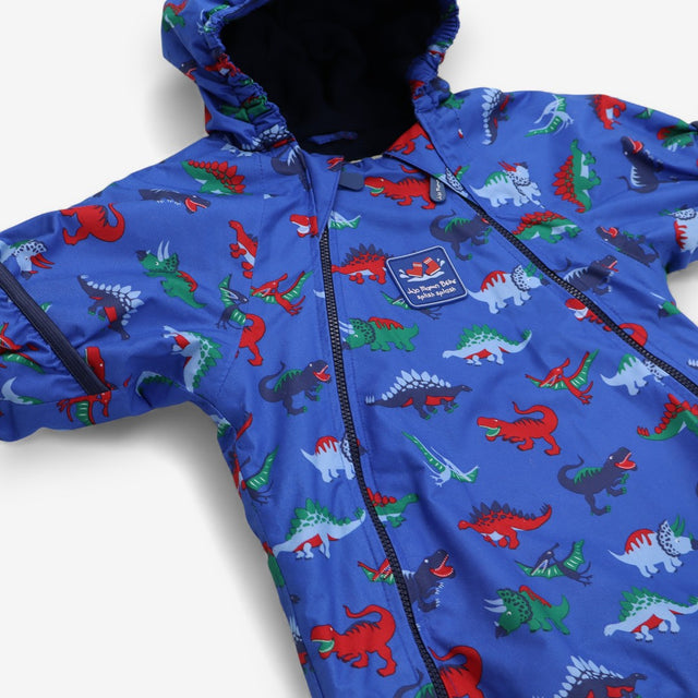 Blue pramsuit fleece lined dinosaurs