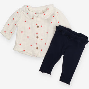 Outfit heart top navy leggings