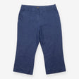 Linen Trousers Navy Cropped Wide Leg Tailored