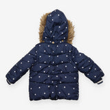 Puffer 3 in 1 Coat Navy with White Polka Dot