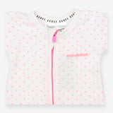 Wondersuit white towelling pink spot