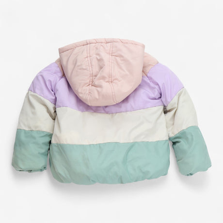 Puffer coat pastel stripes fleece lined 