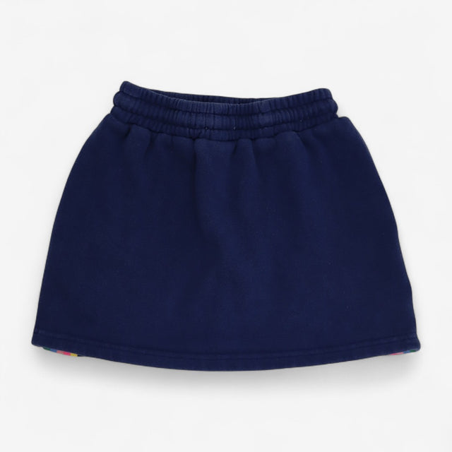 Navy Jersey Skirt with Rainbow Side Stripe