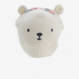 Cream Bear Hat with Flowers