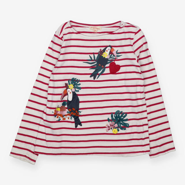 T-shirt long sleeve pink stripe toucans