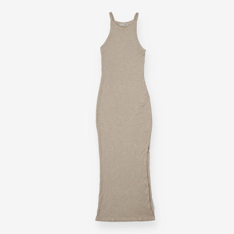 Oatmeal Strappy Knit Dress Midi