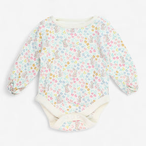 Bodysuit Long Sleeve Floral with Bunnies