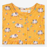 Jersey dress Mustard white dots 3/4 sleeves and gu
