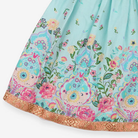 Dress teal oriental flora