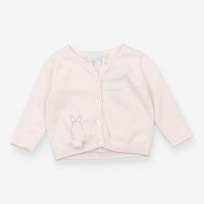 Pink knit cardigan with bunny tail