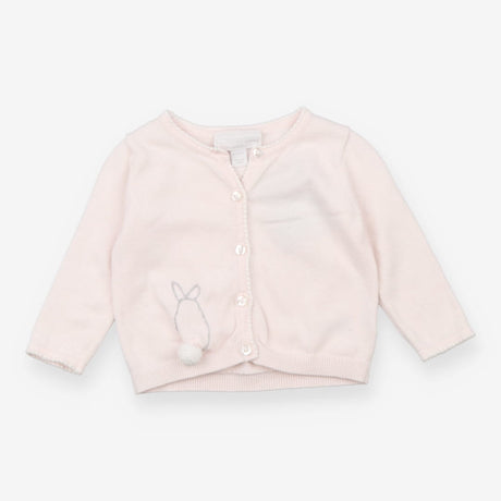Pink knit cardigan with bunny tail