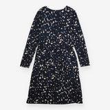 Midi Dress Black Cream Abstract Print Wrap V Neck