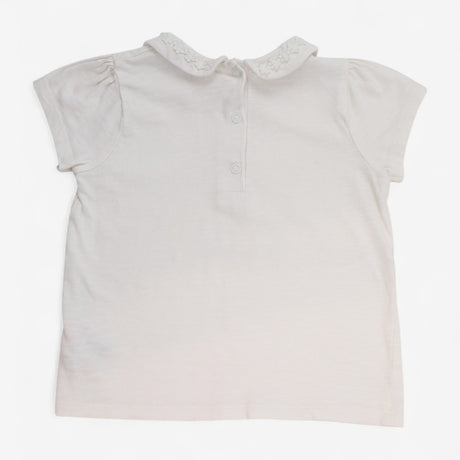 T-shirt Collared White with Daisy Detail