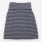 Navy Cream Striped Gathered Jersey Skirt