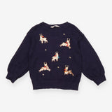 Jumper Knit Navy Sequin Reindeers