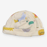 Baby hat cream with chilly animals