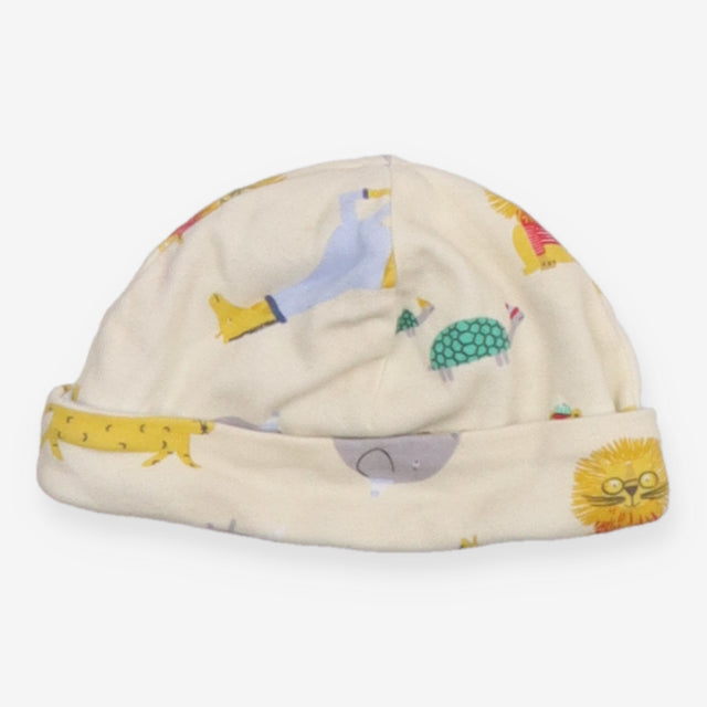 Baby hat cream with chilly animals