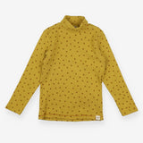 Yellow LS roll neck top with brown spots