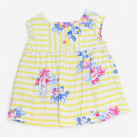 Tunic Short Sleeve Yellow Stripe with Flowers