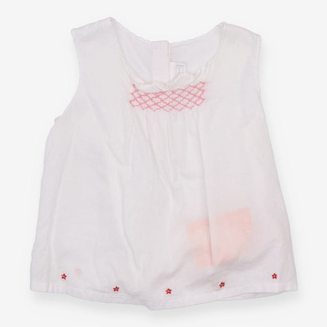 Vest Woven White with Pink Detail