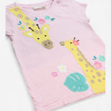 T-shirt short sleeve pink and white stripe with gi