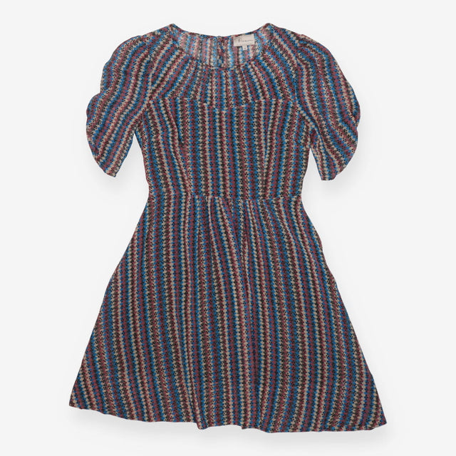 Oliver Bonas Poem Geometric Dress – Blue Grey Pink