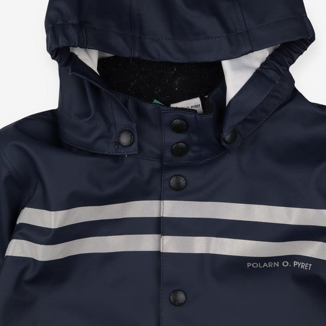 Rain Coat Navy with Detachable Hood