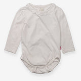 Bodysuit LS white with frill collar