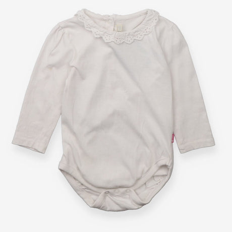 Bodysuit LS white with frill collar