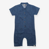 Romper Blue Denim with Collar and Buttons