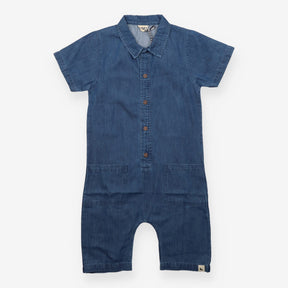 Romper Blue Denim with Collar and Buttons