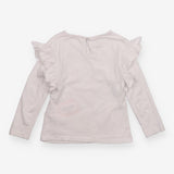 Tee with Ruffle Shoulders White and Butterflies 
