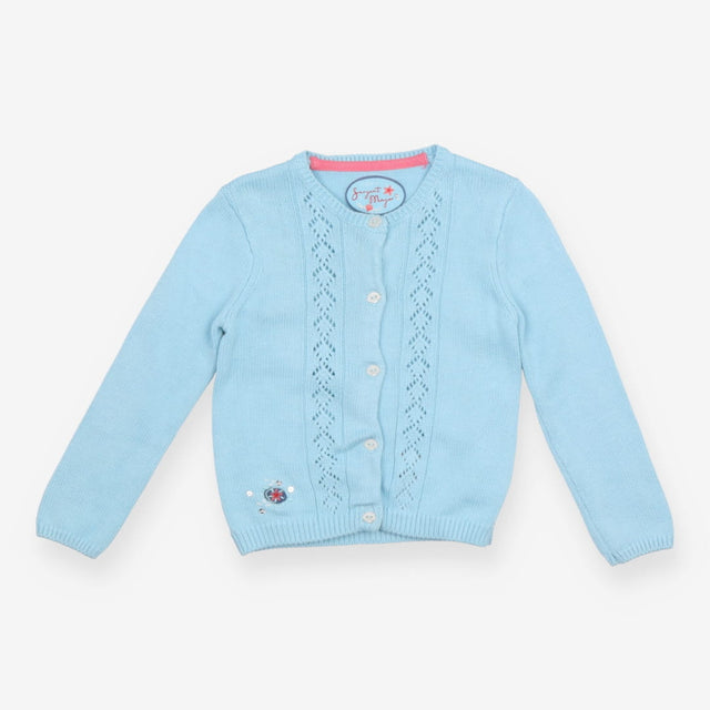Light Knit Cardigan Blue with Shells Buttons