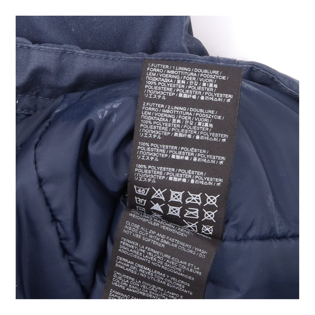 Coat Blue Grey Hooded Parka Drawstring Waist Utili