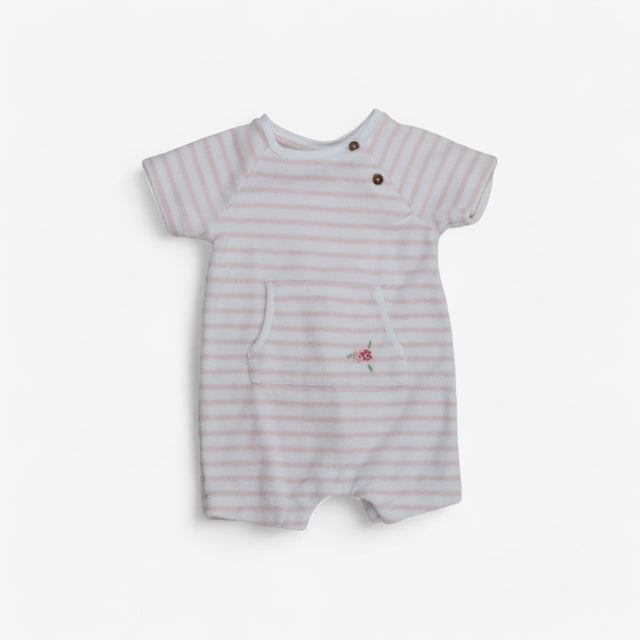 Pink Striped Towelling Romper