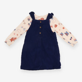 Outfit pinafore cord navy and bodysuit long sleeve