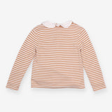T shirt long sleeve brown white stripe and cardiga
