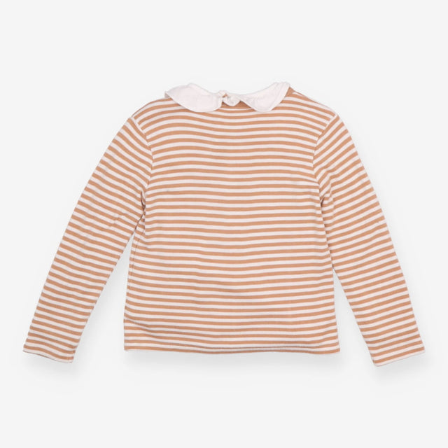 T shirt long sleeve brown white stripe and cardiga