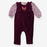 Dungarees plum ribbed butterfly with bodysuit
