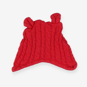 Hat Red Knit with Ears