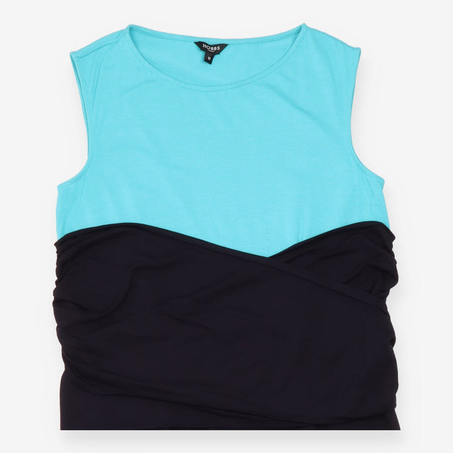 Sleeveless Dress Turquoise Navy Colour Block Midi
