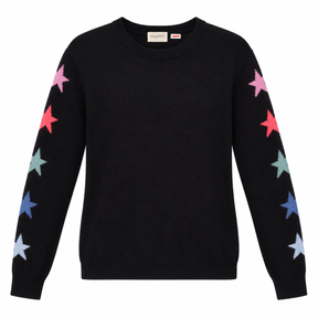Jumper Star Sleeve Crew Neck Black Pastel