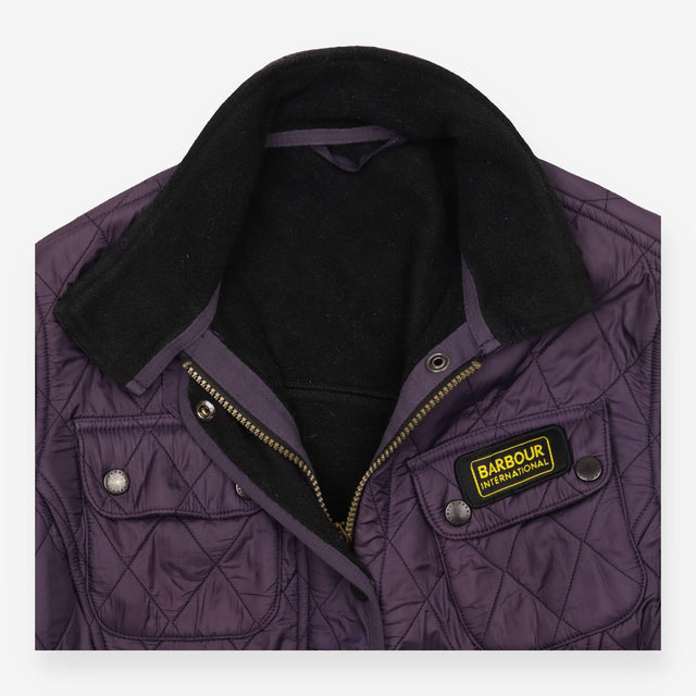 Quilted Jacket Dark Purple Belted High Neck