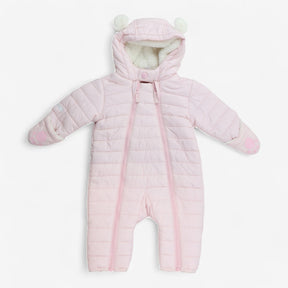 Pink bear pram suit furry lining