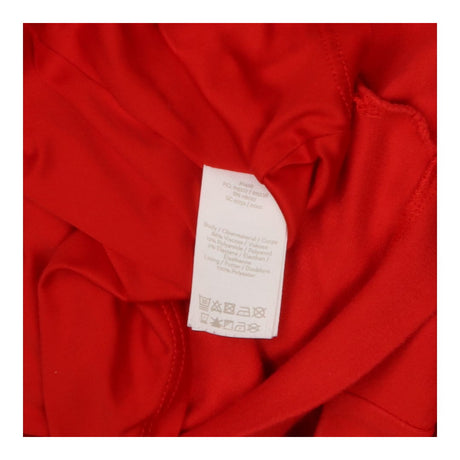 Red fit and flare midi dress with belt