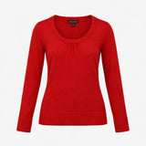 Jumper Long Sleeve Scoop Neck Cashmere Blend Red
