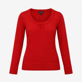 Jumper Long Sleeve Scoop Neck Cashmere Blend Red
