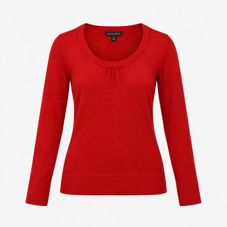Jumper Long Sleeve Scoop Neck Cashmere Blend Red