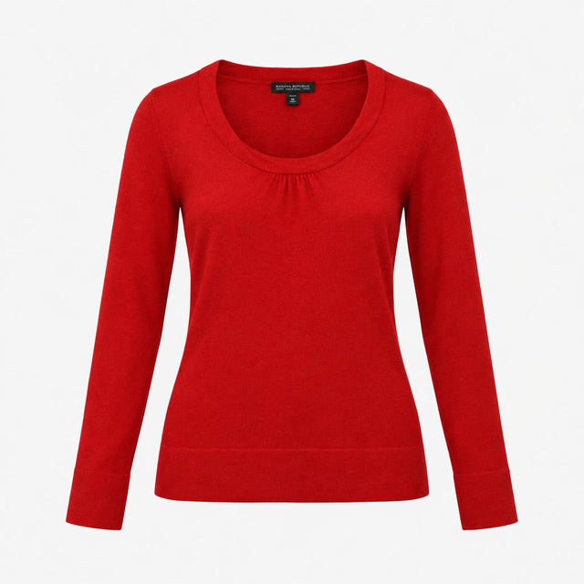 Jumper Long Sleeve Scoop Neck Cashmere Blend Red